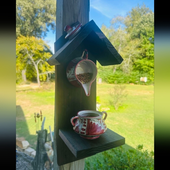Rustic Wooden Bird Feeder/ Birdhouse Handmade English Tea - Picture 13 of 16
